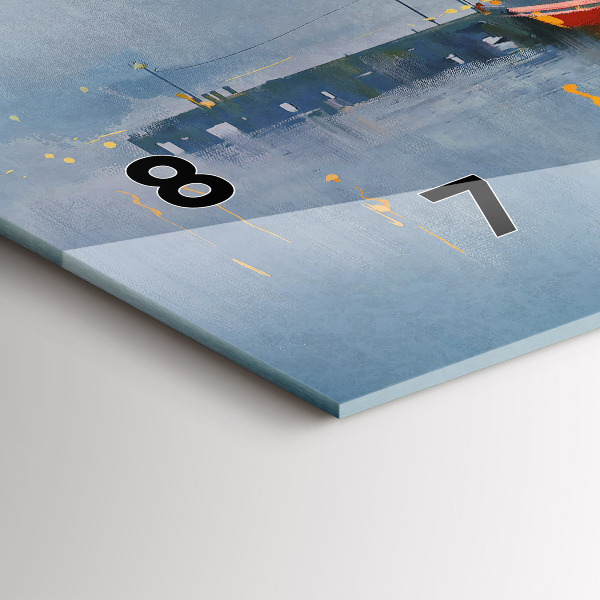 Ceas orizontale de perete din sticlă Barcă de pescuit în port