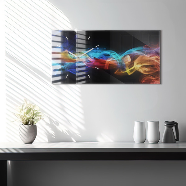 Ceas orizontale de perete din sticlă Linii colorate abstracte