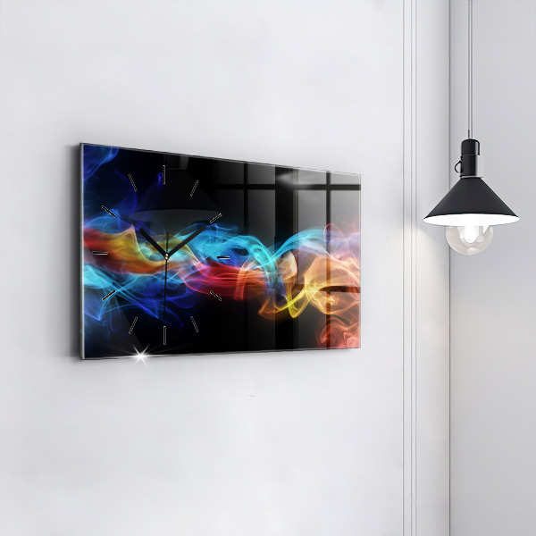 Ceas orizontale de perete din sticlă Linii colorate abstracte