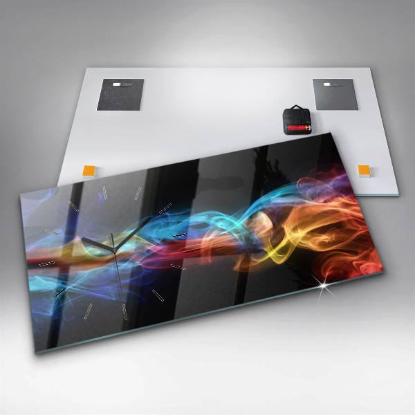 Ceas orizontale de perete din sticlă Linii colorate abstracte