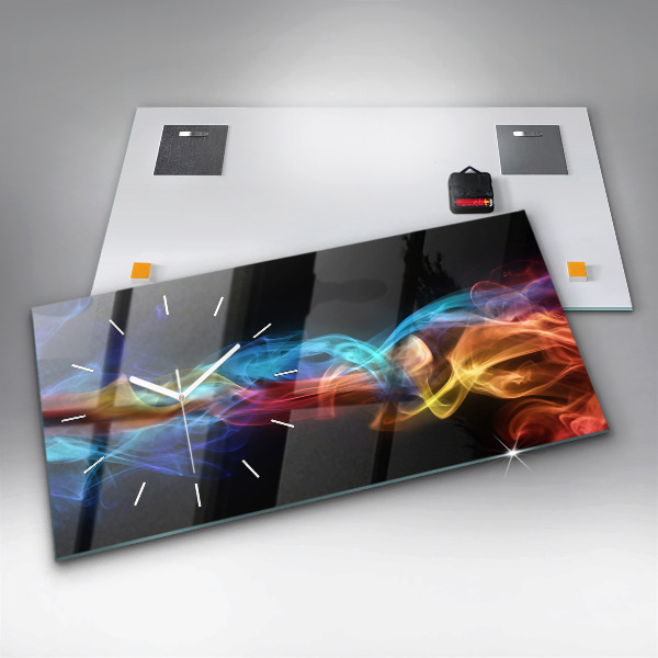 Ceas orizontale de perete din sticlă Linii colorate abstracte