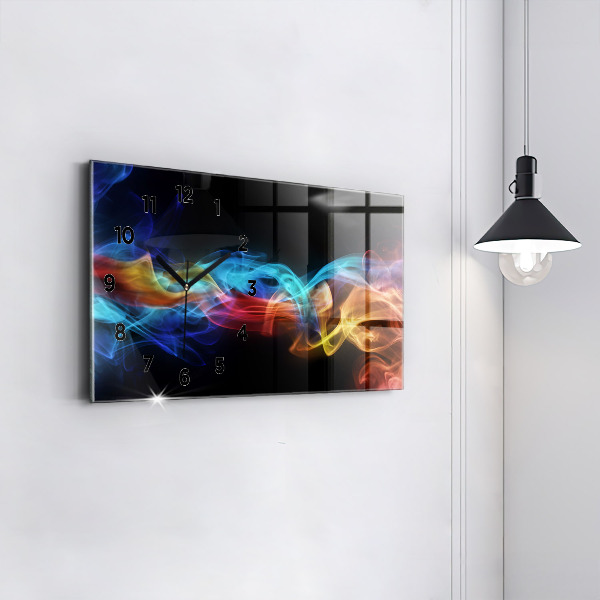 Ceas orizontale de perete din sticlă Linii colorate abstracte