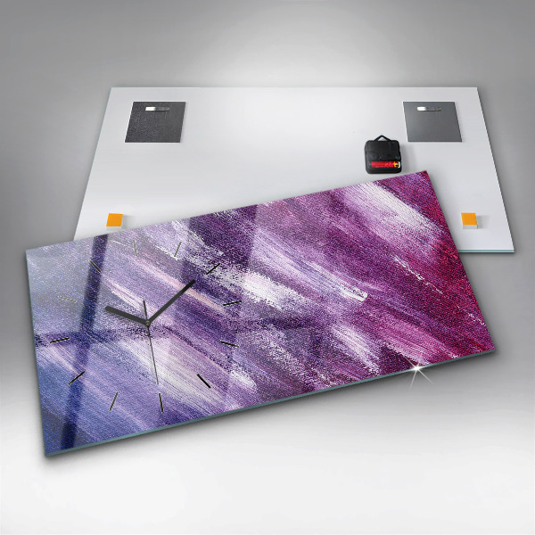 Ceas orizontale de perete din sticlă Textura cu vopsea acrilică