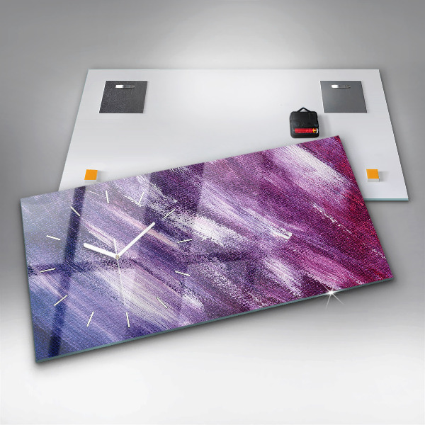 Ceas orizontale de perete din sticlă Textura cu vopsea acrilică