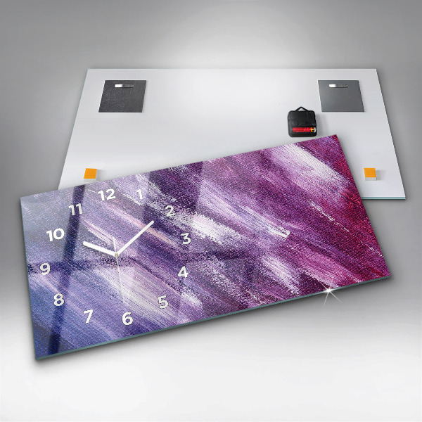 Ceas orizontale de perete din sticlă Textura cu vopsea acrilică