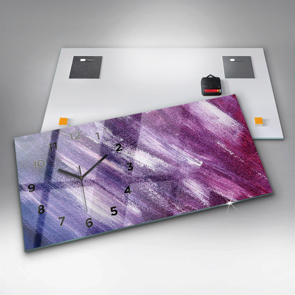Ceas orizontale de perete din sticlă Textura cu vopsea acrilică