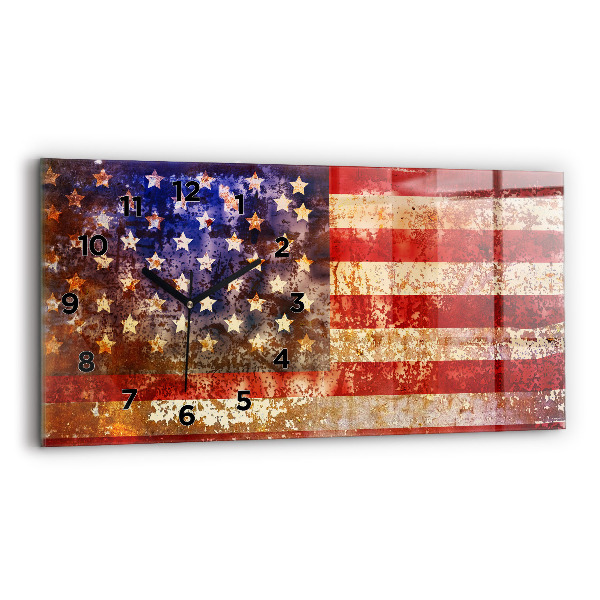 Ceas orizontale de perete din sticlă Steagul SUA în stil vintage