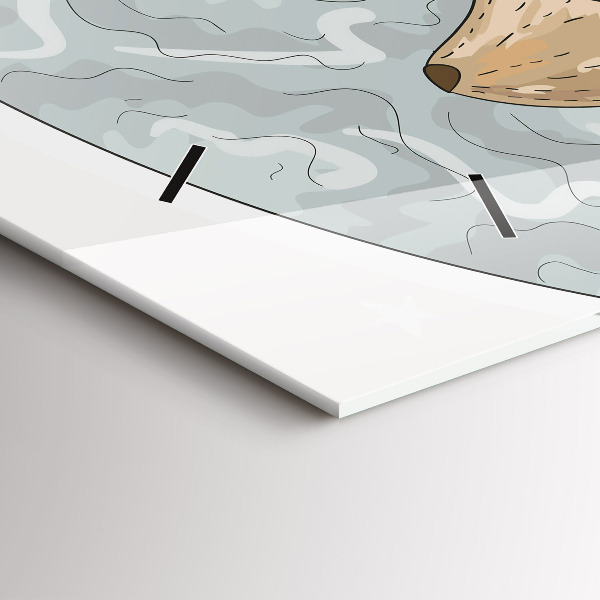 Ceas orizontale de perete din sticlă Animale nocturne Luna