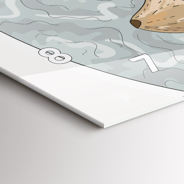 Ceas orizontale de perete din sticlă Animale nocturne Luna