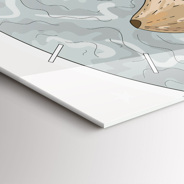 Ceas orizontale de perete din sticlă Animale nocturne Luna