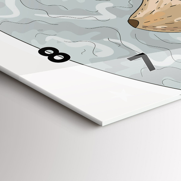 Ceas orizontale de perete din sticlă Animale nocturne Luna