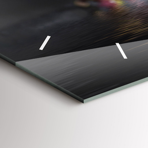 Ceas orizontale de perete din sticlă Floare de orhidee pe apă