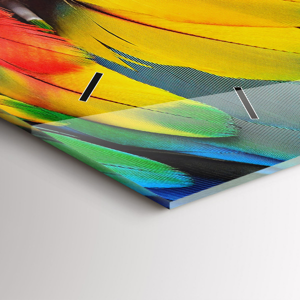 Ceas orizontale de perete din sticlă Aripi colorate de pasăre Macaw