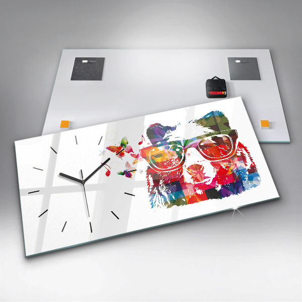 Ceas orizontale de perete din sticlă Cap de urs