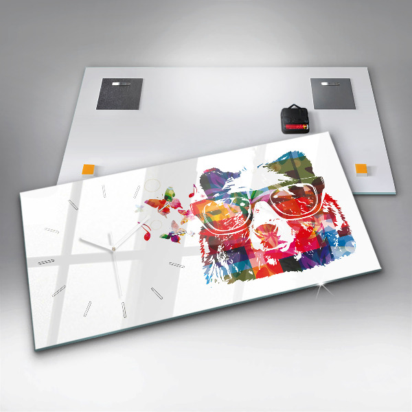 Ceas orizontale de perete din sticlă Cap de urs