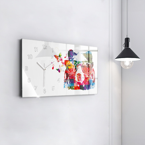 Ceas orizontale de perete din sticlă Cap de urs