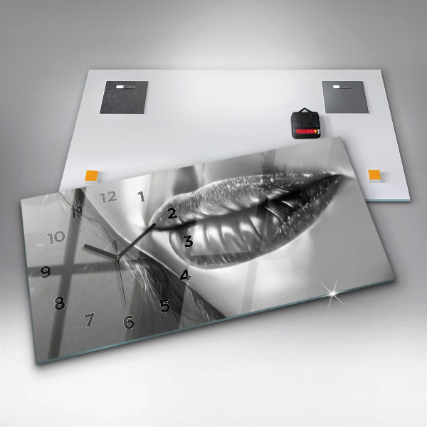 Ceas orizontale de perete din sticlă Gura de femeie