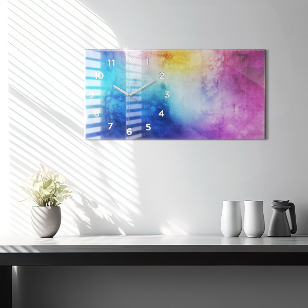 Ceas orizontale de perete din sticlă Pete colorate
