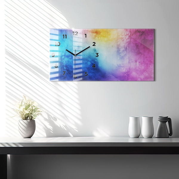 Ceas orizontale de perete din sticlă Pete colorate