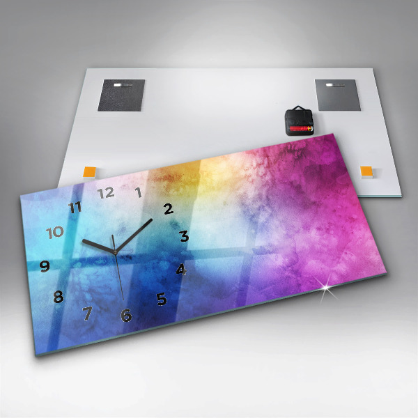 Ceas orizontale de perete din sticlă Pete colorate