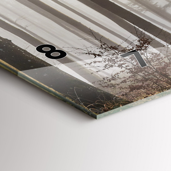 Ceas orizontale de perete din sticlă Pădure în ceață