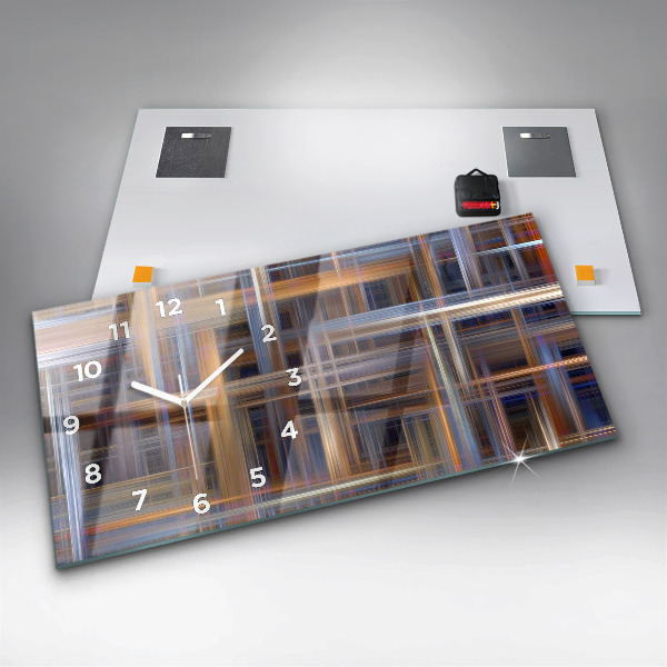 Ceas orizontale de perete din sticlă Geometrie abstractă