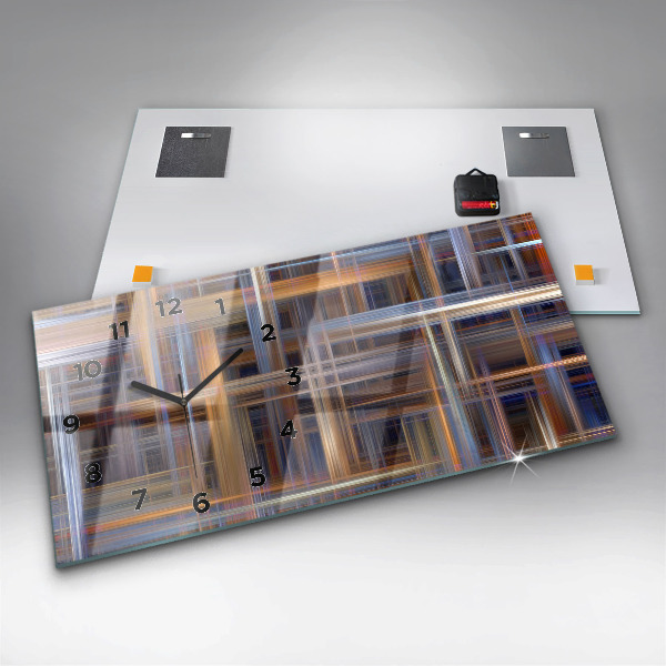 Ceas orizontale de perete din sticlă Geometrie abstractă