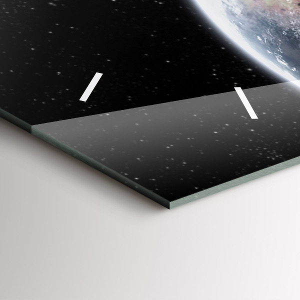 Ceas orizontale de perete din sticlă Pământ Lună Soare