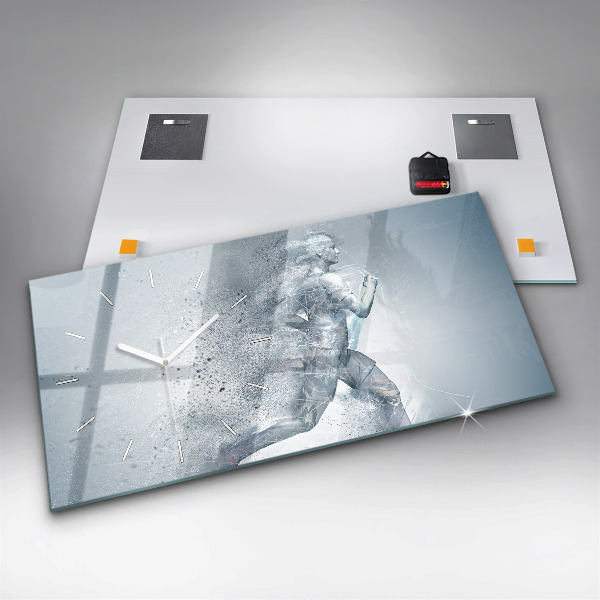 Ceas orizontale de perete din sticlă Alergător