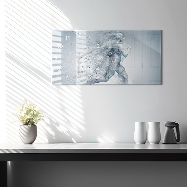 Ceas orizontale de perete din sticlă Alergător