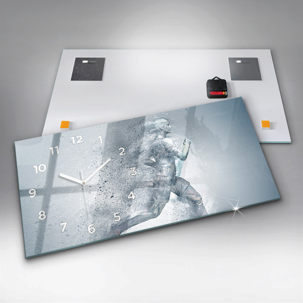 Ceas orizontale de perete din sticlă Alergător