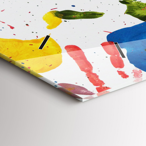 Ceas orizontale de perete din sticlă Amprentele mâinilor copiilor