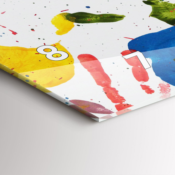 Ceas orizontale de perete din sticlă Amprentele mâinilor copiilor