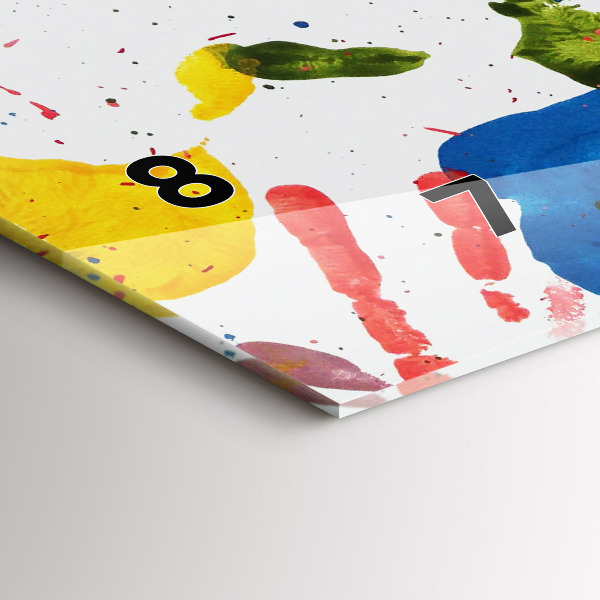 Ceas orizontale de perete din sticlă Amprentele mâinilor copiilor