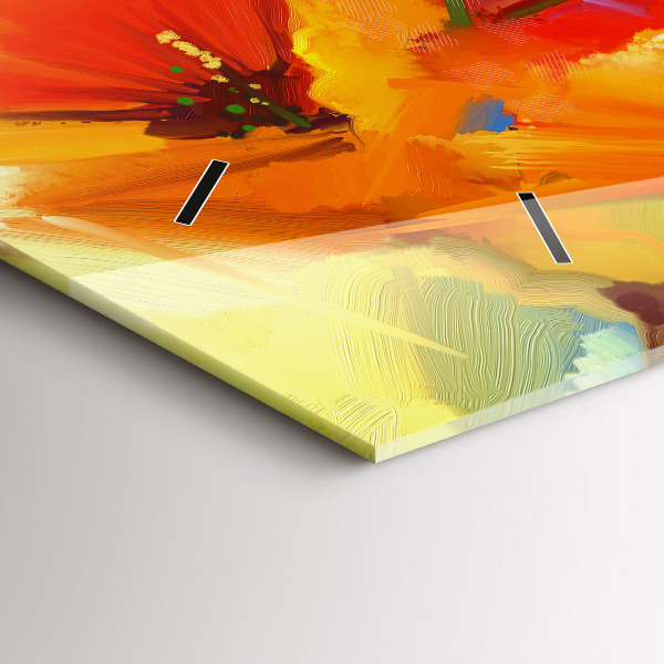 Ceas orizontale de perete din sticlă Maci colorați