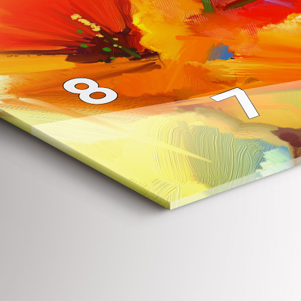 Ceas orizontale de perete din sticlă Maci colorați