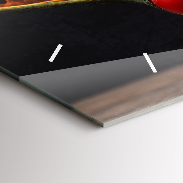 Ceas orizontale de perete din sticlă Ardei pepperoni