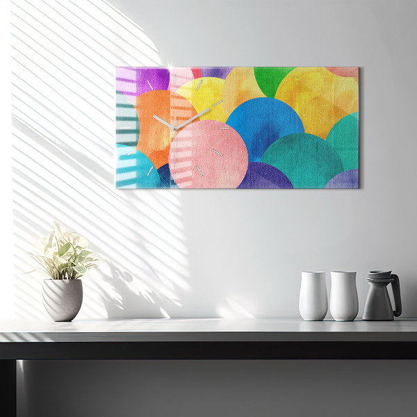 Ceas orizontale de perete din sticlă Cercuri abstracte