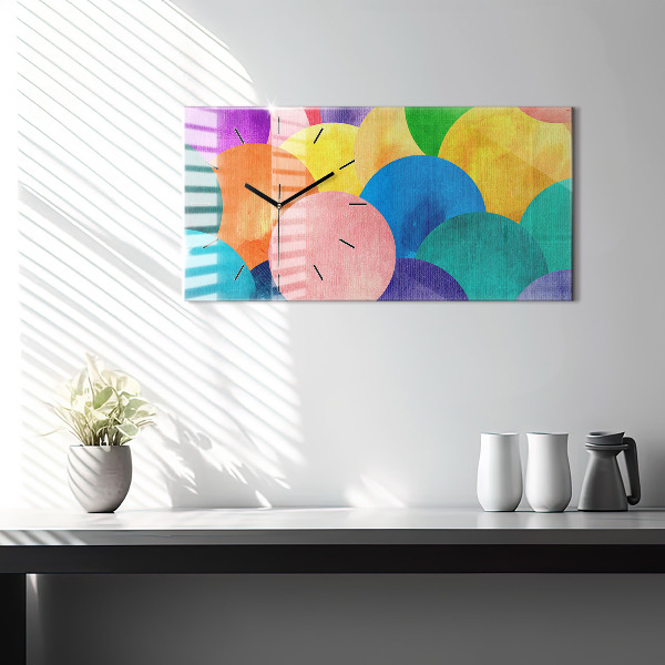 Ceas orizontale de perete din sticlă Cercuri abstracte