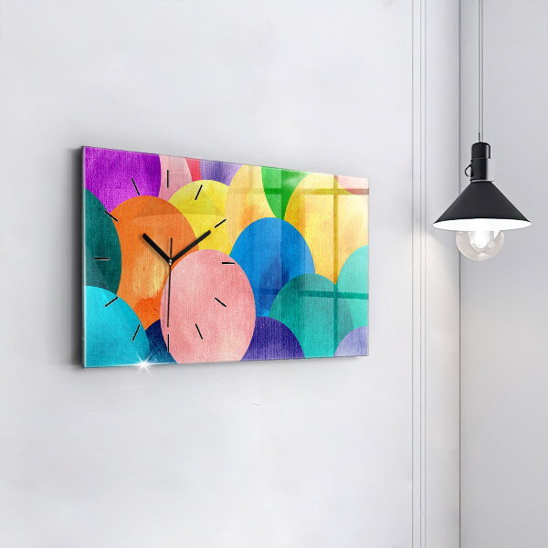Ceas orizontale de perete din sticlă Cercuri abstracte