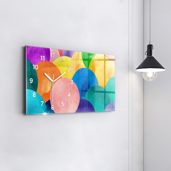 Ceas orizontale de perete din sticlă Cercuri abstracte