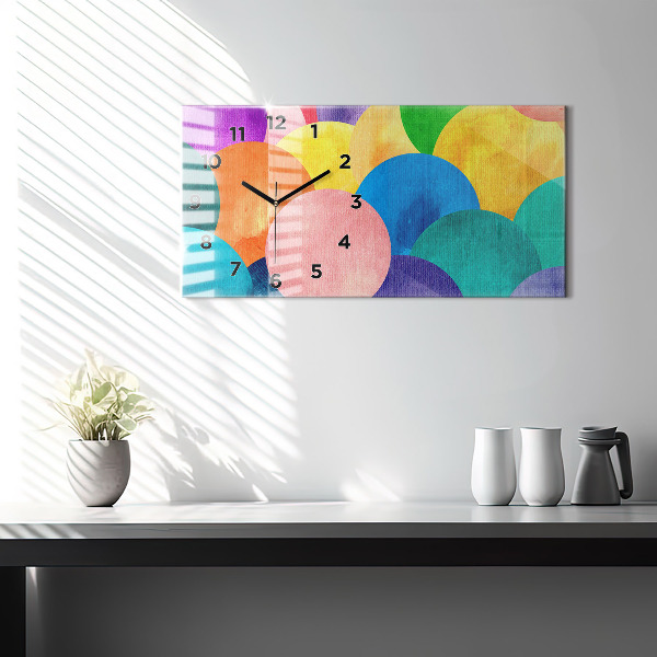 Ceas orizontale de perete din sticlă Cercuri abstracte