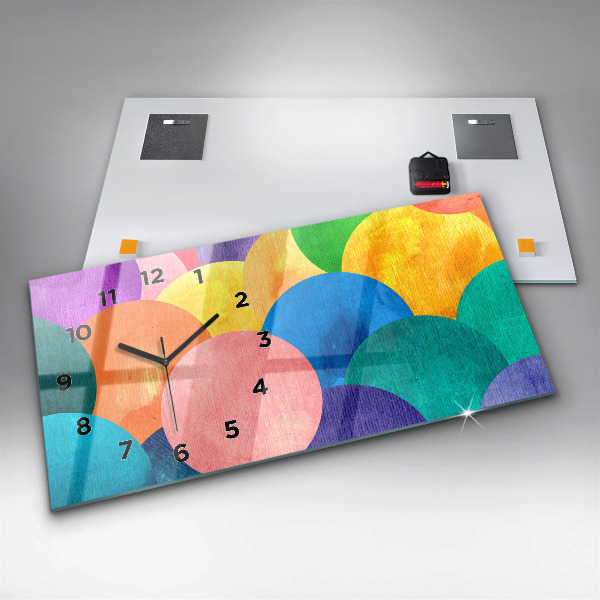 Ceas orizontale de perete din sticlă Cercuri abstracte