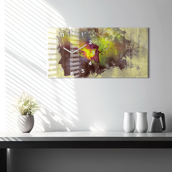 Ceas orizontale de perete din sticlă Femeie în pădure
