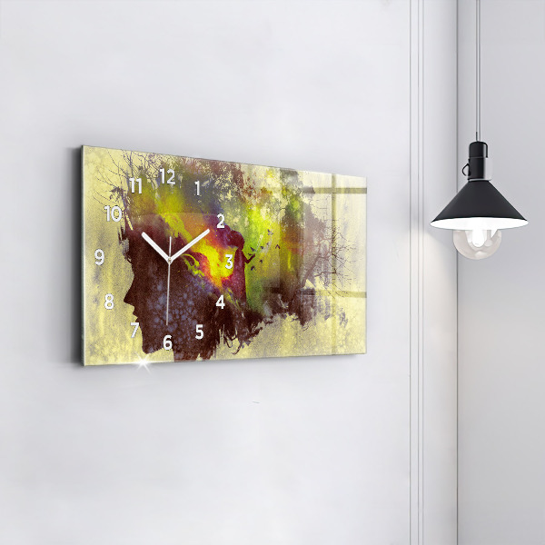 Ceas orizontale de perete din sticlă Femeie în pădure