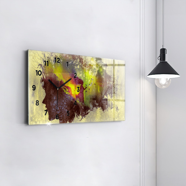 Ceas orizontale de perete din sticlă Femeie în pădure