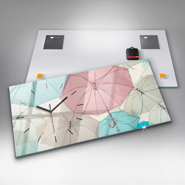Ceas orizontale de perete din sticlă Umbrele pastelate