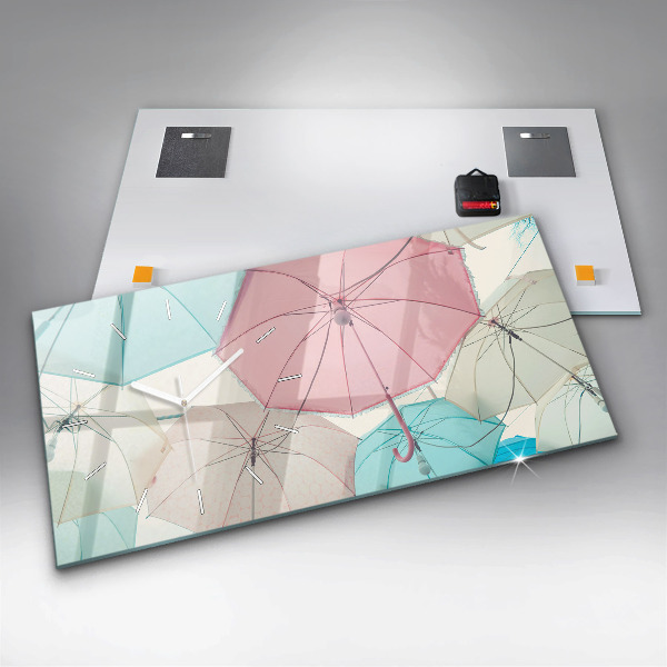 Ceas orizontale de perete din sticlă Umbrele pastelate