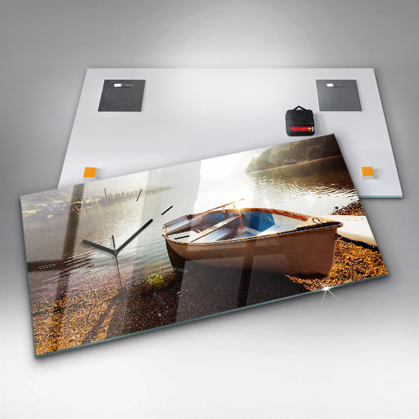 Ceas orizontale de perete din sticlă Vedere la lac