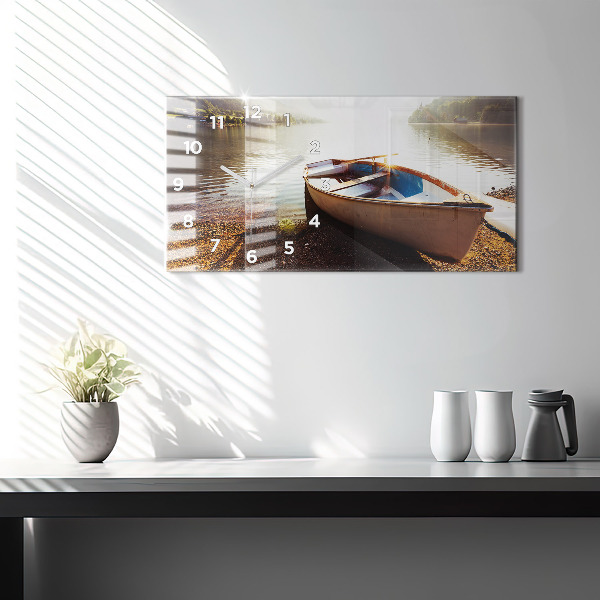 Ceas orizontale de perete din sticlă Vedere la lac